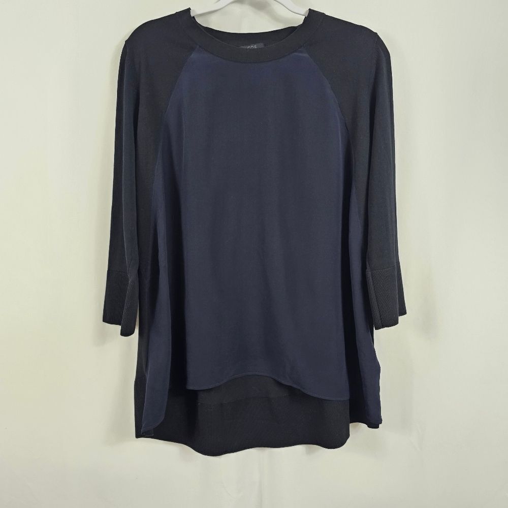 COS  Multi Media Color Block Sweater in Black and Navy - Size M
